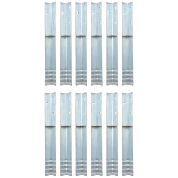 vidaXL Uzemňovacie kolíky v tvare písmena L, 12 ks, galvanizovaná oceľ 5x5x50 cm