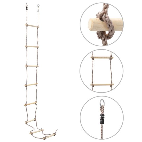 vidaXL Detský lanový rebrík 290 cm drevený