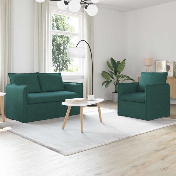 vidaXL Sada pohoviek 2 pcs Tmavozelená 136 x 82 x 85 cm Látka