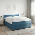 vidaXL Posteľ boxspring s matracom Tmavomodrá 140 x 200 cm Zamat