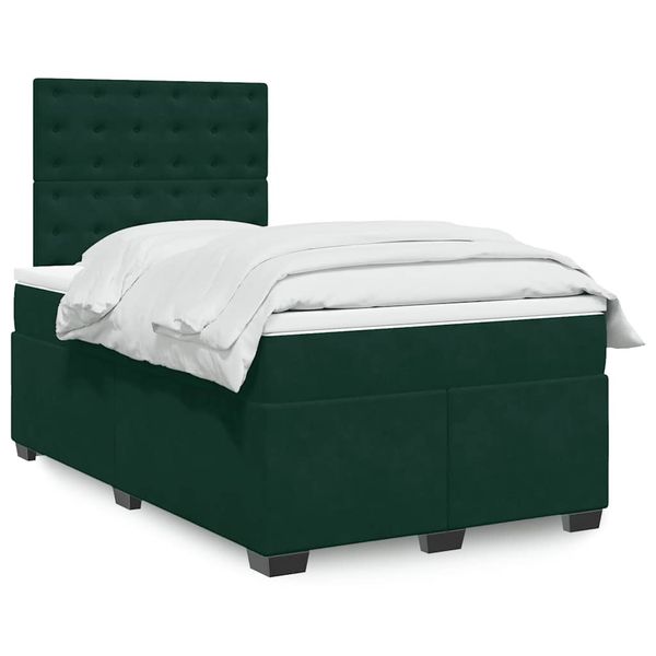 vidaXL Boxspring posteľ s matracom, tmavozelená 120x190cm, zamat