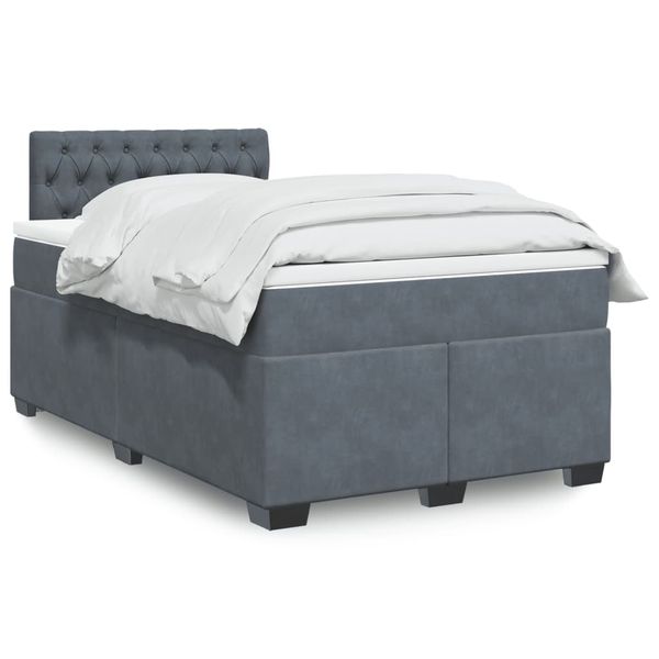 vidaXL Boxspring posteľ s matracom, tmavosivá 120x190 cm, zamat