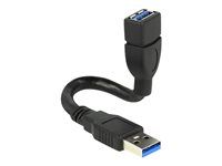 Predlžovacia šnúra USB - USB typ A (samica) na USB typ A (samec) - USB 3.0 - 15 cm - čierna