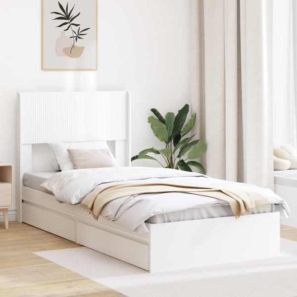 vidaXL Posteľový rám s úložným priestorom a čelom Biela 75 x 190 cm