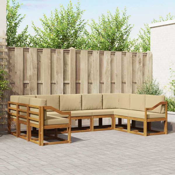 vidaXL Záhradná súprava gaučov s vankúšom 9 pcs Prírodná a béžová