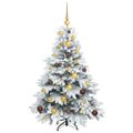 vidaXL Umelý vianočný stromček s 150 LED-i Biela 120 cm PE a PVC