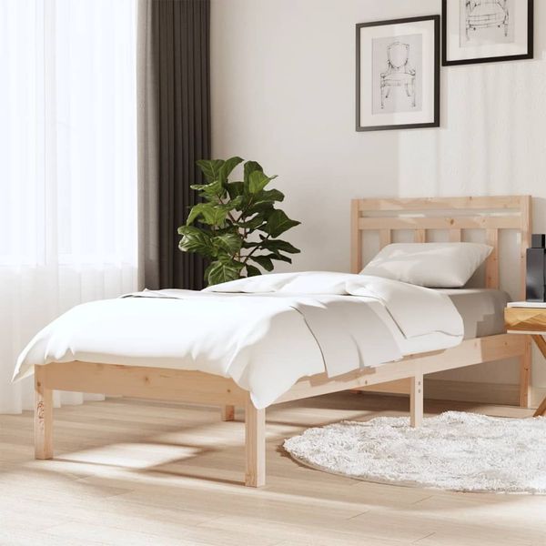 vidaXL Posteľný rám 75x190 cm malé jednolôžko masívne drevo