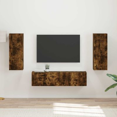 vidaXL Zostava TV skriniek Nástenný 2 pcs Dymová dub Kompozitné drevo