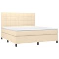 vidaXL Posteľný rám boxspring s matracom krémový 180x200 cm látka