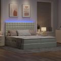 vidaXL LED úložná posteľ s matracom Svetlosivá 200 x 200 cm Zamat