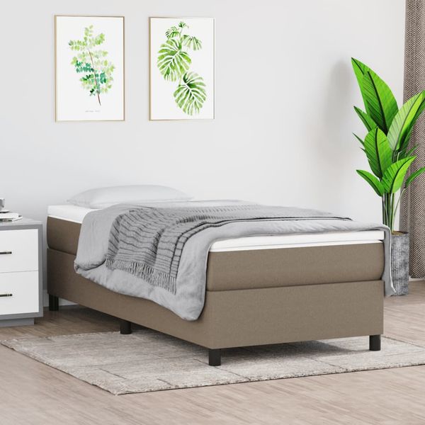 vidaXL Posteľný rám boxsping s matracom sivohnedý 90x200 cm látka