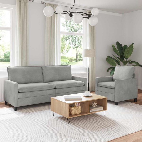 vidaXL Sada pohoviek 2 pcs Svetlosivá Zamat