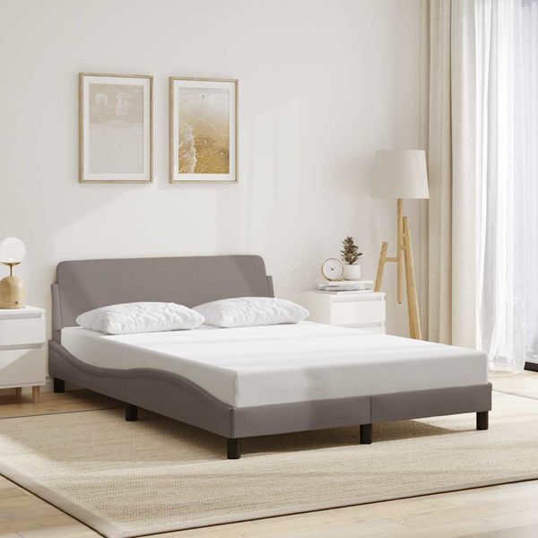 vidaXL Rám postele Dover sivohnedá 140x190 cm látka
