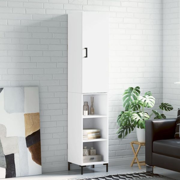 vidaXL Vysoká skrinka biela 34,5x34x180 cm spracované drevo