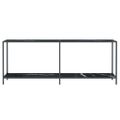 vidaXL Konzolový stolík čierny 200x35x75,5 cm tvrdené sklo