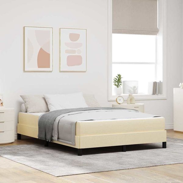 vidaXL Posteľ s pružinovým rámom s matracmi Krémová 160 x 200 cm látka
