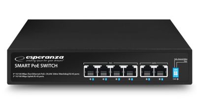 Switch Esperanza Spinner ENS105, 10/100Mbps, 4PoE+2, 60W