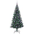 vidaXL Umelý predsvietený vianočný stromček Zelená 180 cm PVC a kov