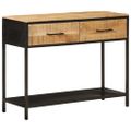vidaXL Konzolový stolík 100x35x76 cm mangovníkový masív a železo