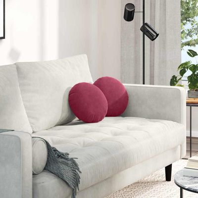 vidaXL Vankúše na sedenie 2 pcs Víno červené Ø30 x 13 cm Zamat