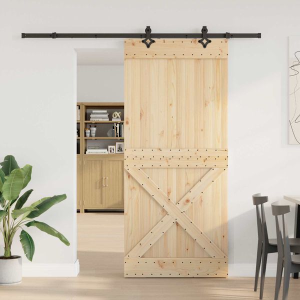 vidaXL Posuvné dvere NARVIK Prírodná a čierna 100 x 210 cm (213,5 cm)