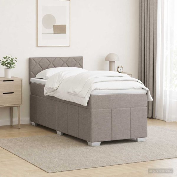 vidaXL Posteľ boxspring s matracom Sivohnedá 100 x 200 cm Látka
