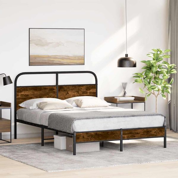 vidaXL Posteľný rám bez matraca 140x190 cm dymový dub kompozitné drevo