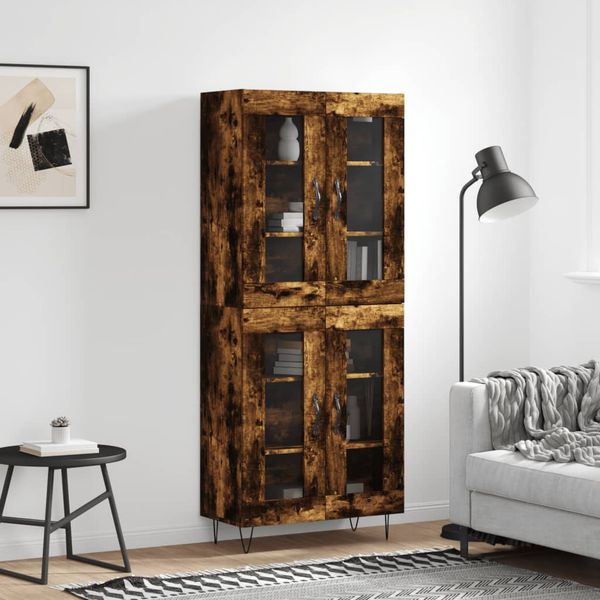 vidaXL Vysoká skrinka dymový dub 69,5x34x180 cm spracované drevo