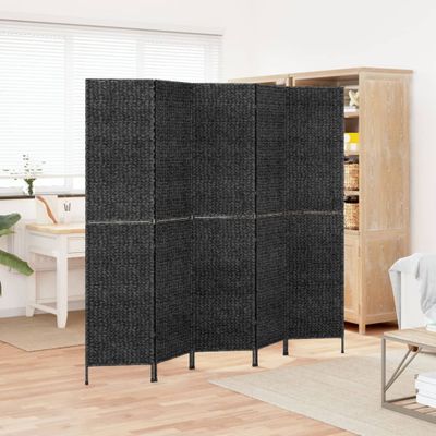 vidaXL Paraván 5-panelový čierny 205x180 cm vodný hyacint