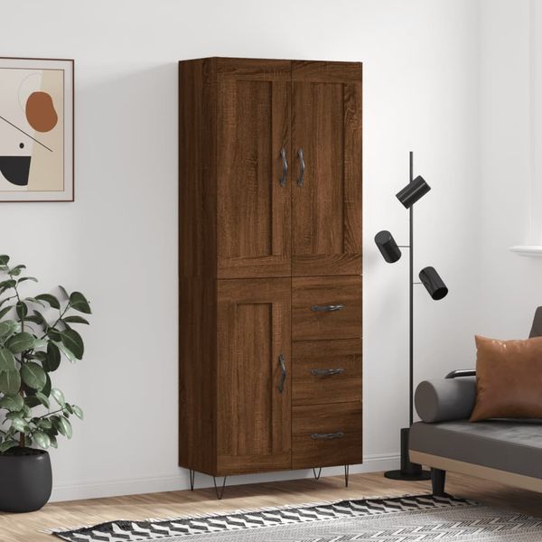 vidaXL Vysoká skrinka hnedý dub 69,5x34x180 cm spracované drevo