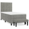 vidaXL Posteľný rám boxsping s matracom bledosivý 90x190 cm zamat