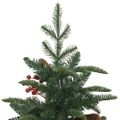 vidaXL Umelý výklopný vianočný stromček so šiškami a bobuľami 120 cm