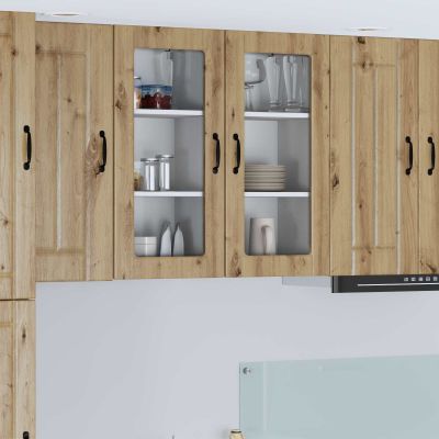 vidaXL Nástenný sklenený kabinet LUCCA Dub artisan 40 x 31 x 80 cm