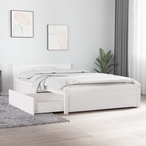 vidaXL Posteľný rám so zásuvkami biely 100x200 cm