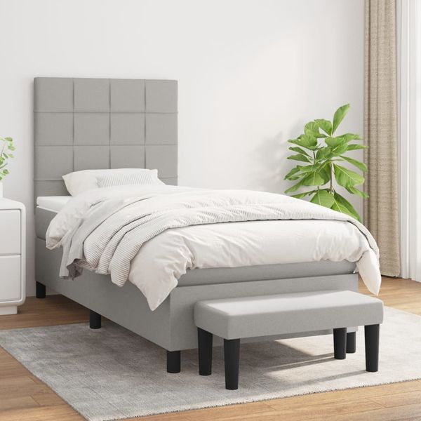 vidaXL Boxspring posteľ s matracom bledosivý 100x200 cm látka