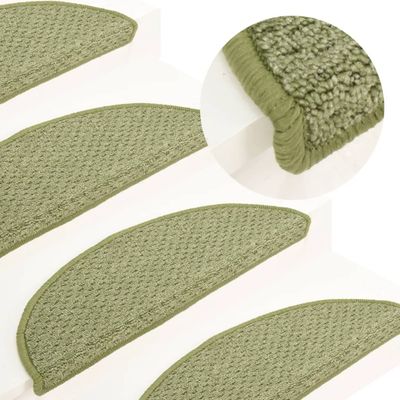 vidaXL Kobercové nášľapy na schody 15 ks zelené 65x21x4 cm
