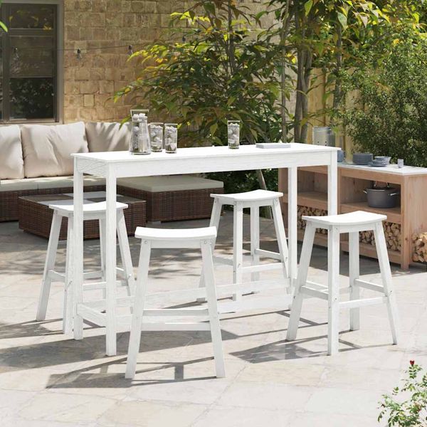vidaXL Záhradný bar set 4 pcs Biela HDPE