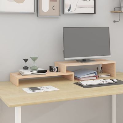 vidaXL Stojan na monitor (52-101)x22x14 cm masívna borovica