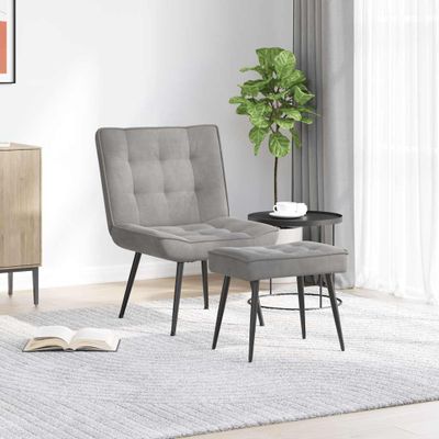 vidaXL Relaxačné kreslo s podnožkou bledosivé zamat