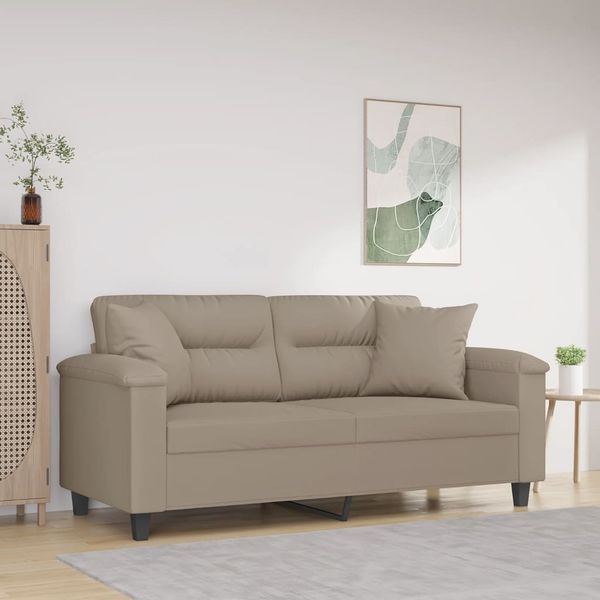 vidaXL 2-miestna pohovka s vankúšmi sivohnedá 140 cm mikrovlákno