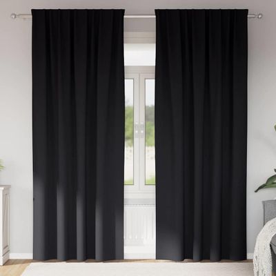 vidaXL Záclony na zatemnenie s krúžkami 2 pcs Čierna 245 x 140 cm