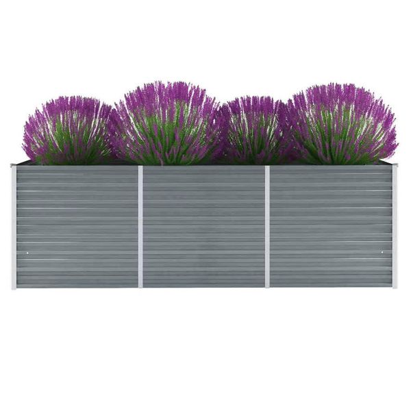 vidaXL Vyvýšený záhradný záhon, pozinkovaná oceľ 240x80x77 cm, sivý