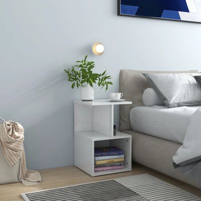 vidaXL Nočný stolík, lesklý biely 35x35x55 cm, kompozitné drevo