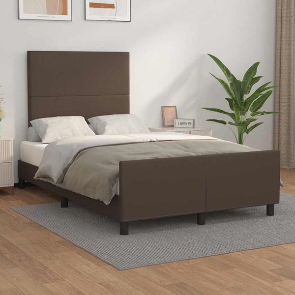 vidaXL Posteľný rám s čelom hnedý 120x200 cm umelá koža