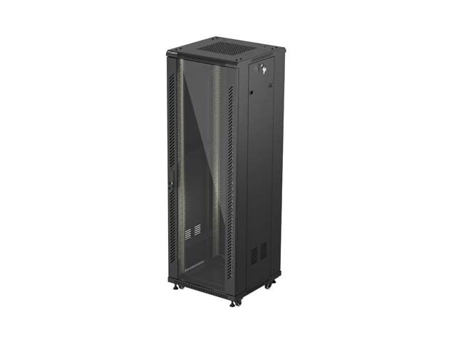 LANBERG 19'' VOĽNE STOJÚCA RACKOVÁ SKRIŇA 37U/600X600 (FLAT PACK) S PRESKLENÝMI DVERAMI ČIERNA