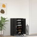 vidaXL Botník dub čierny 60x35x92 cm kompozitné drevo