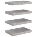 vidaXL Plávajúce nástenné police 4 ks betónovo-sivé 40x23,5x3,8 cm MDF