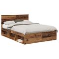 vidaXL Rám postele Staré drevo 135 x 190 cm Masívne borovicové drevo