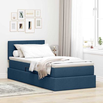vidaXL Postel s úložným prostorem a matrací Modrá 90 x 190 cm