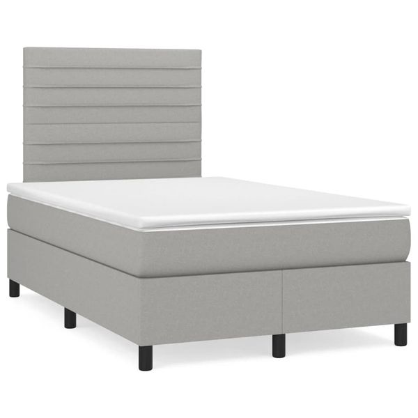 vidaXL Boxspring posteľ s matracom a LED, svetlosivá 120x190 cm, látka